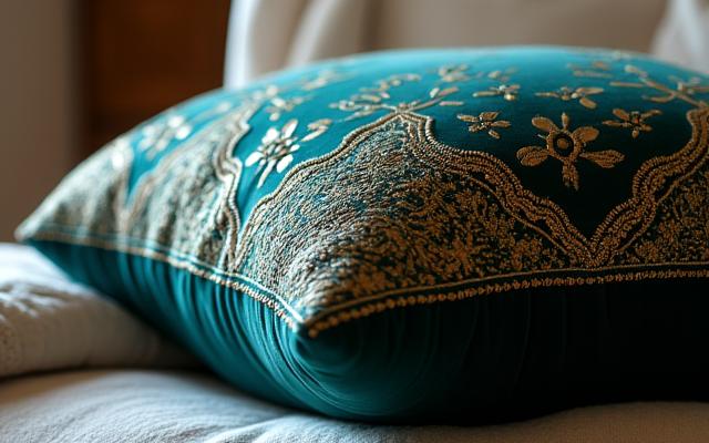 Cuscino in velluto ricamato